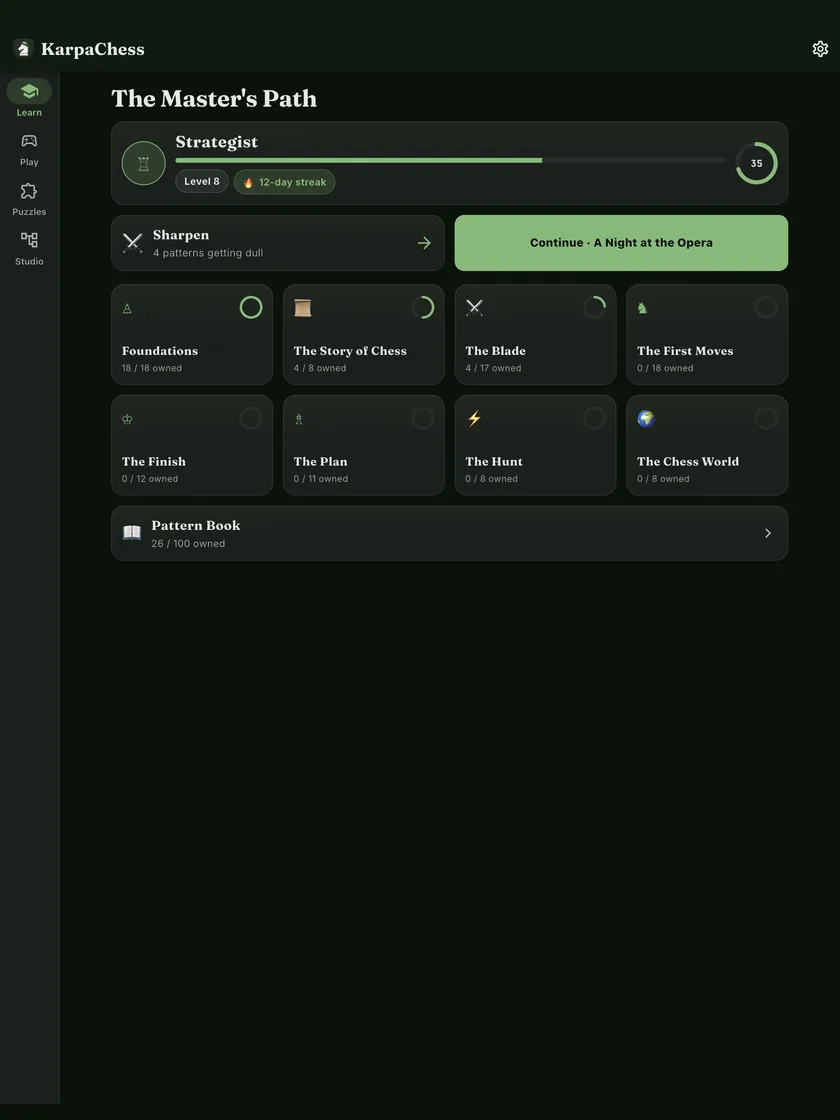The Learn home on iPad