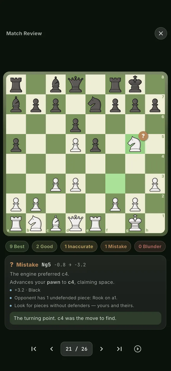 Review of a finished game, a mistake explained